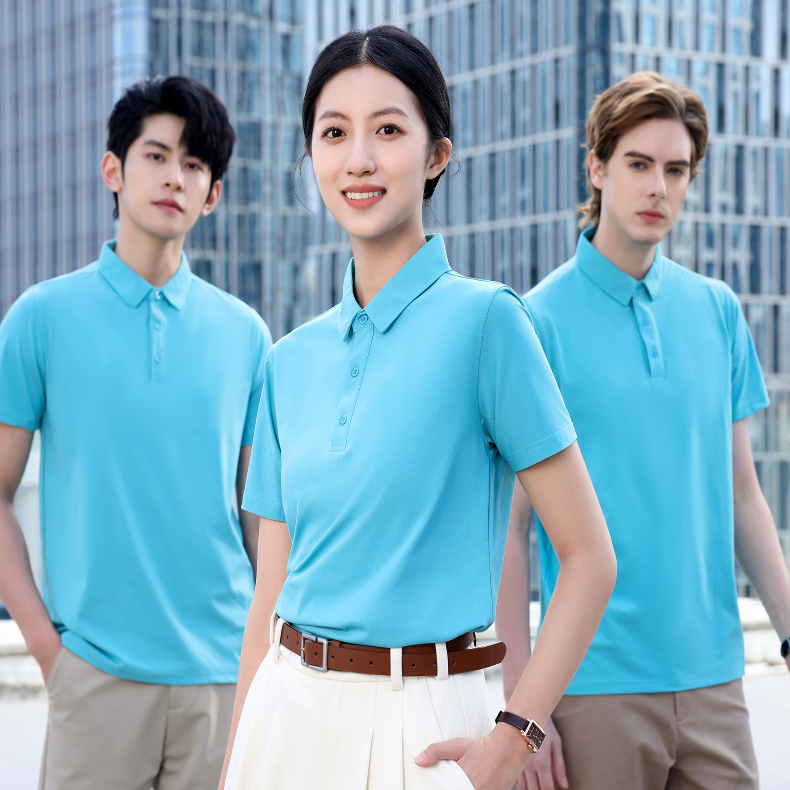翻领厂服平纹T恤POLO衫工服柔软亲肤不变形垂顺美观