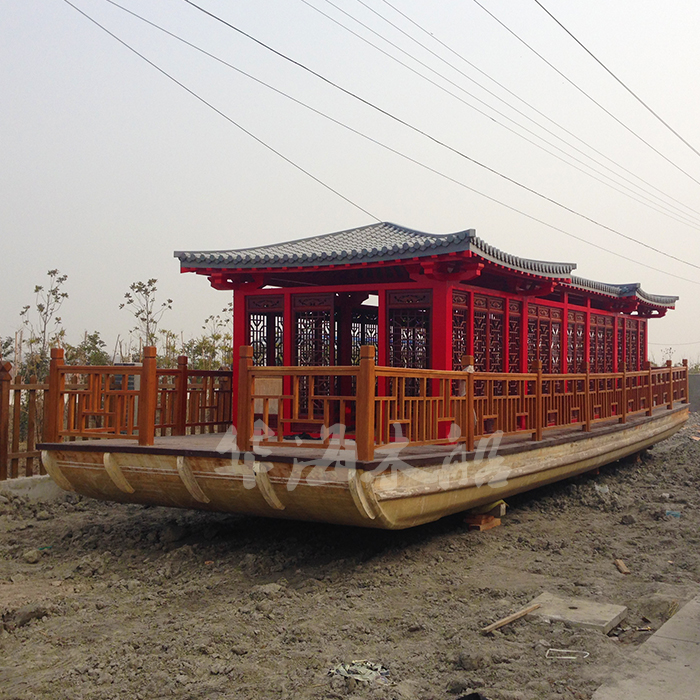 乌篷船观光木船 豪华观光船 景区水上餐饮住宿房船