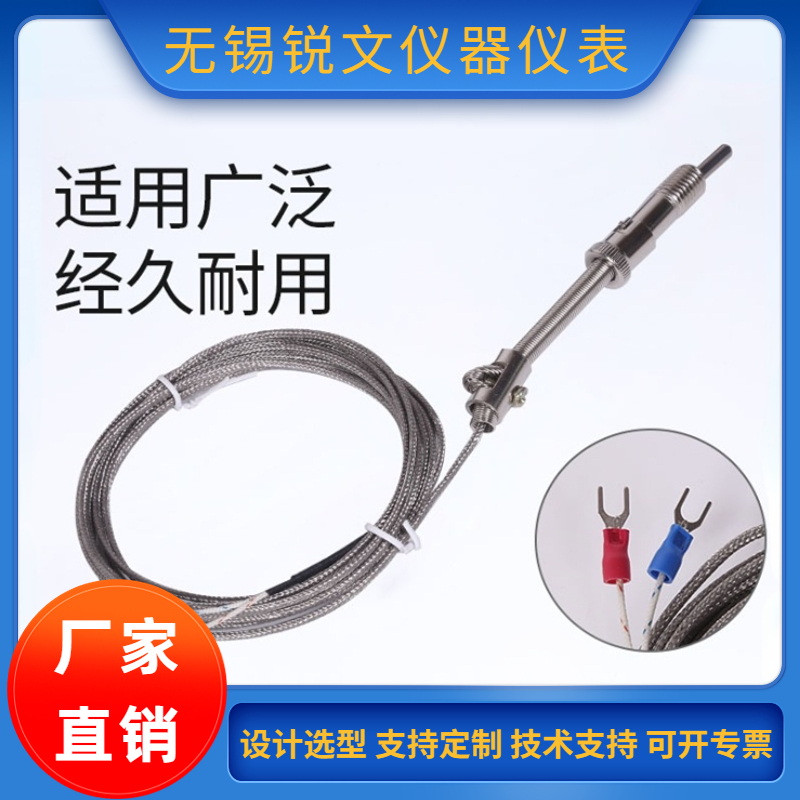 锐文 K型热电偶小圆柱探针温度传感器电热阻简易探头E型针式感温线