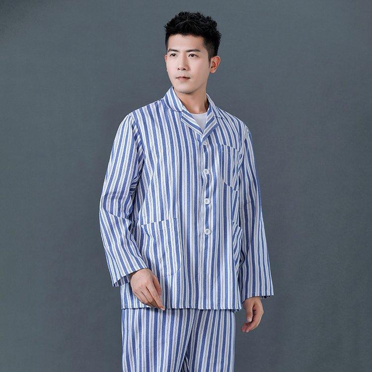 病号服蓝白条纹 纯棉医院住院病人服装 现货加工实地工厂