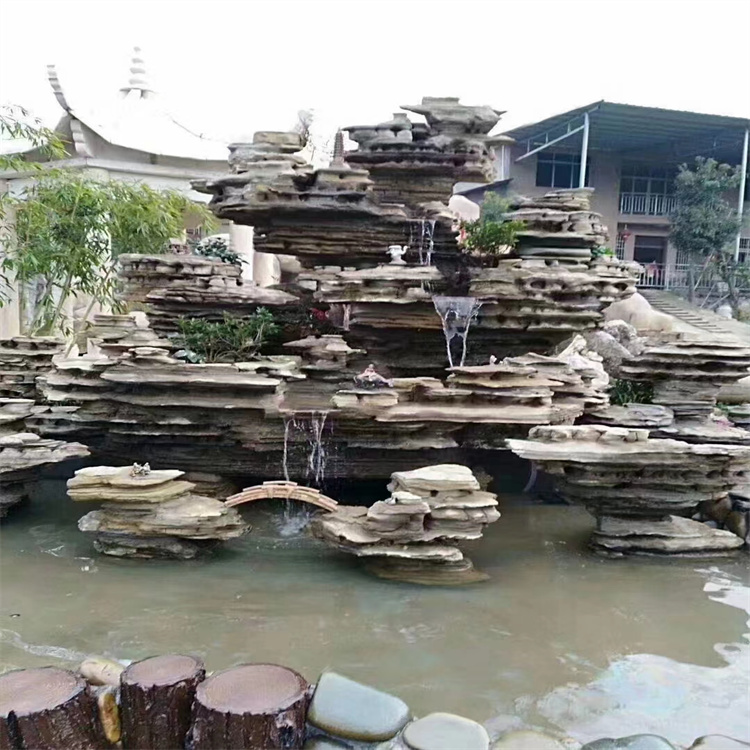 青灰色灵璧石千层石 驳岸施工假山石材 产地直供