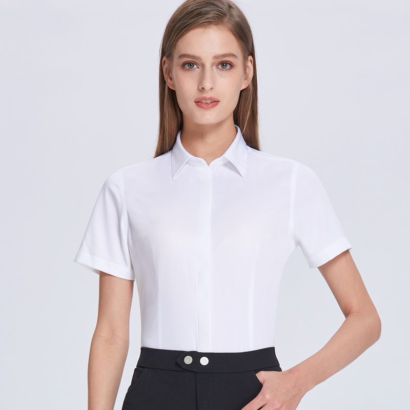 80S竹纤维女款短袖衬衫 企业定制工作服 班服 凉爽舒适