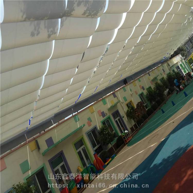 幼儿园户外折叠天棚帘 操场用遮阳棚 电动遮阳帘 遮阳网