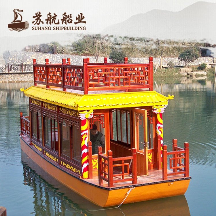 苏航双层观光船 玻璃钢画舫船 景区观光旅游船生产厂家