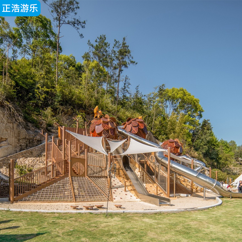 户外非标不锈钢组合滑梯 大型游乐设备 景区创意无动力设施