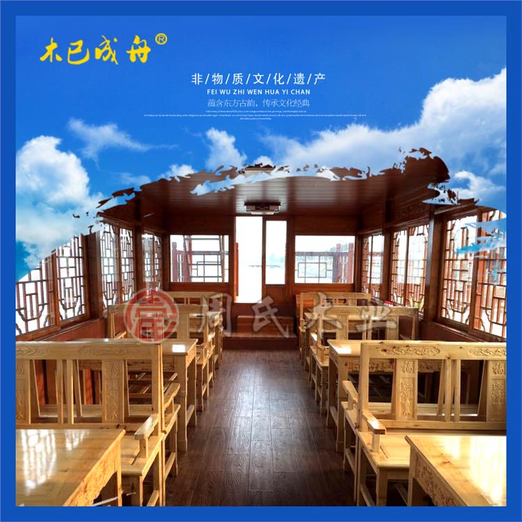 16米仿古观光双层木质画舫船厂家 景区电动游览船定制