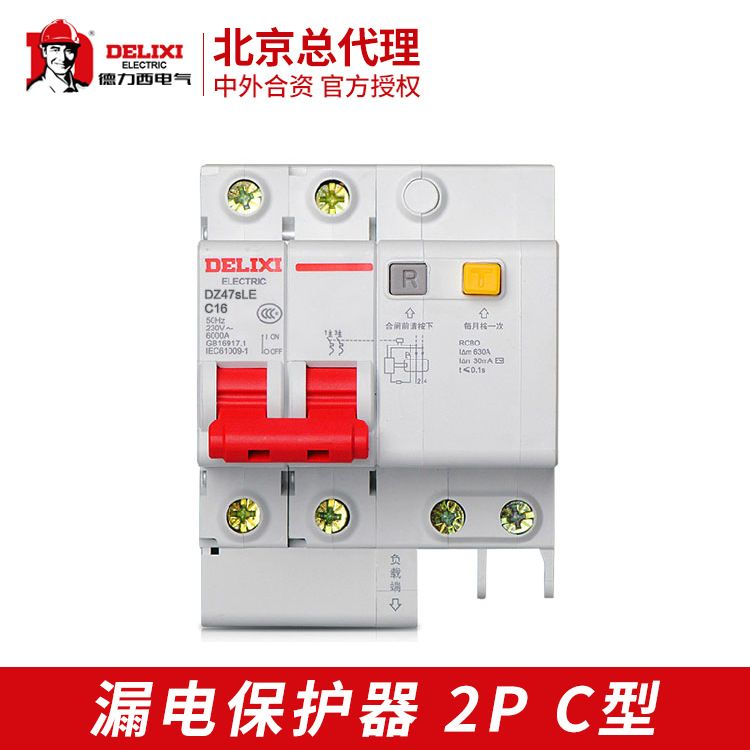 德力西 漏电保护器DZ47sLE-63 2P C型微型断路器空气开关