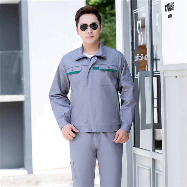 珀尔雅厂家定制夏季工作服 刺绣劳保工装 工厂车间长袖套装印logo