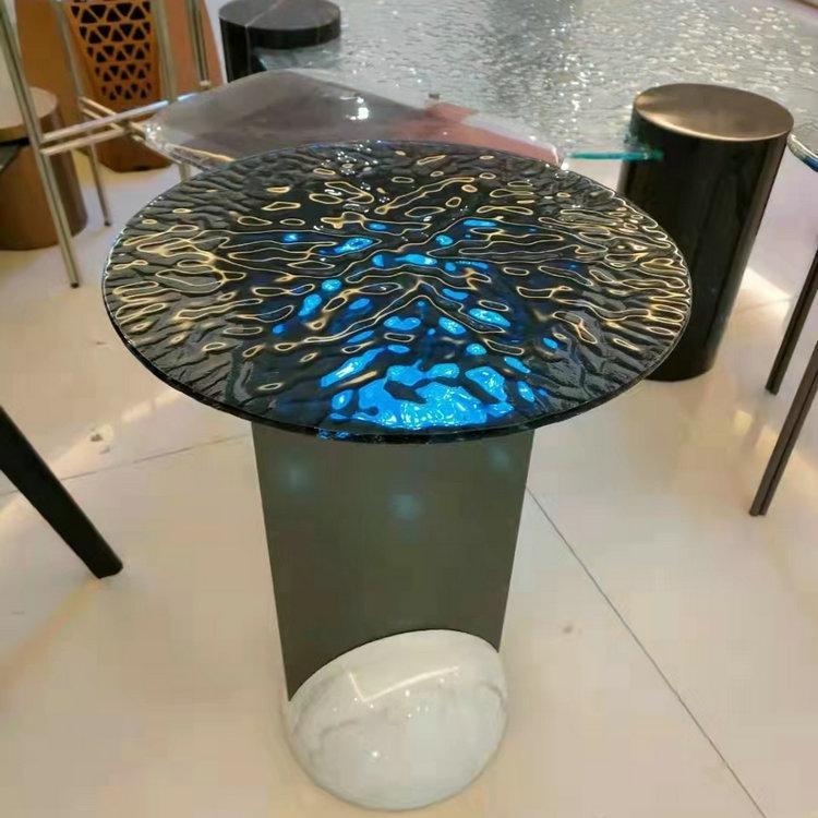 琪艺 透明艺术背景墙玻璃 水纹热熔玻璃加工定制