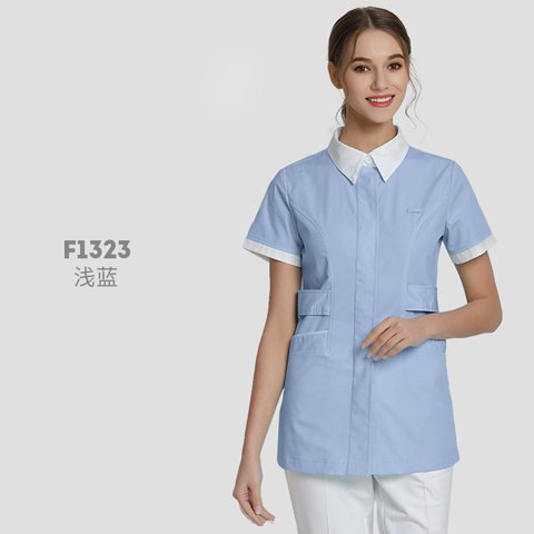护士服医用服装夏装短袖分体女款生产定做牛奶白修身款