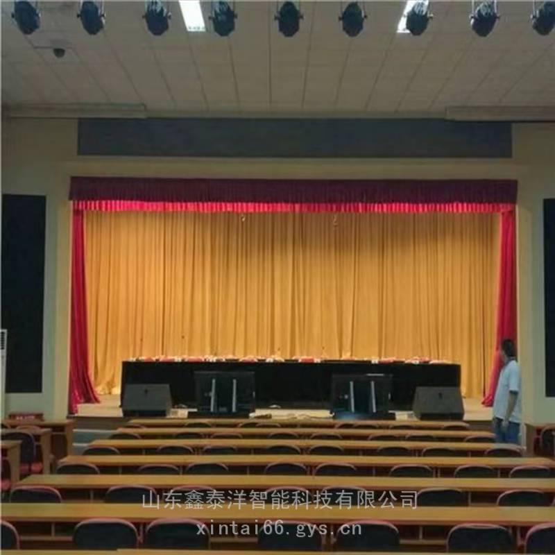 定做学校舞台幕布 酒店演出电动开合幕 智能升降幕布
