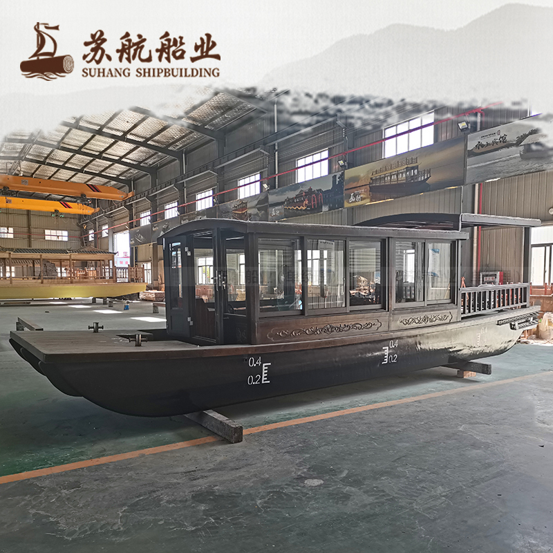 苏航仿古木质游船 机动观光船 景区使用高低篷船旅游船