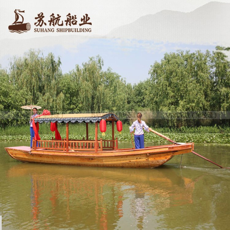 苏航牌景区观光游船 木质观光船摇橹船 电动游船生产厂家