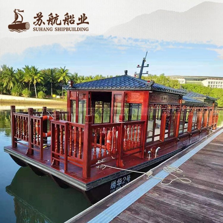 电动画舫船 观光木船 大型仿古木船 景区电动观光船苏航定制