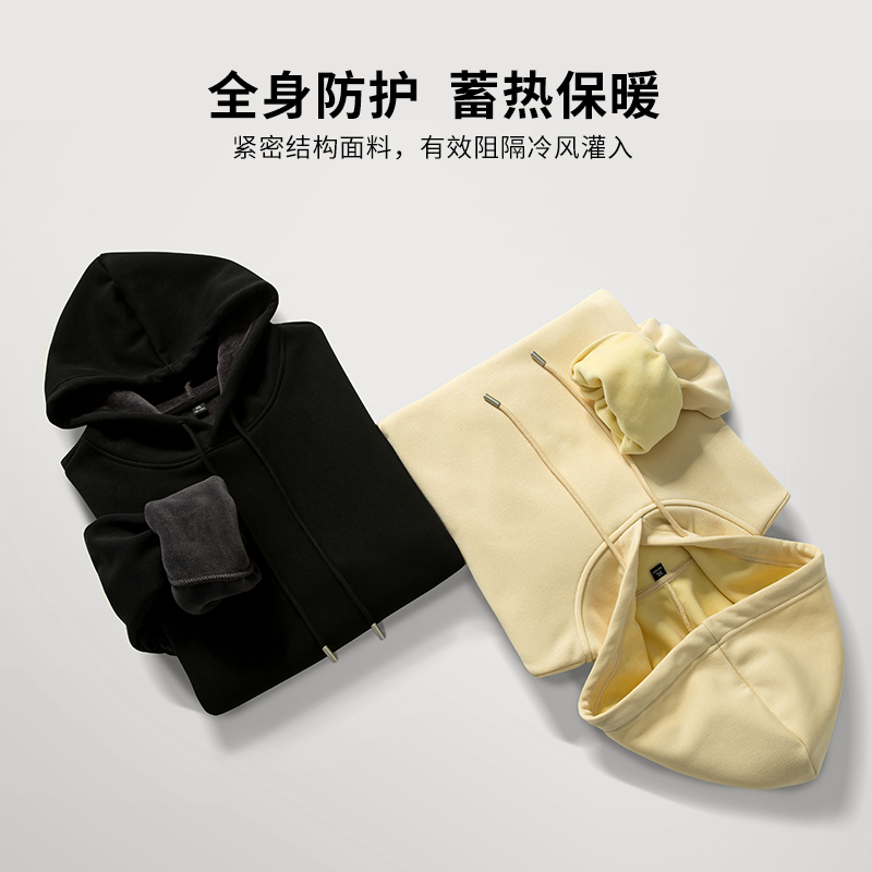 重磅纯棉卫衣定制秋冬加绒套头圆领连帽衫外套定做印字logo