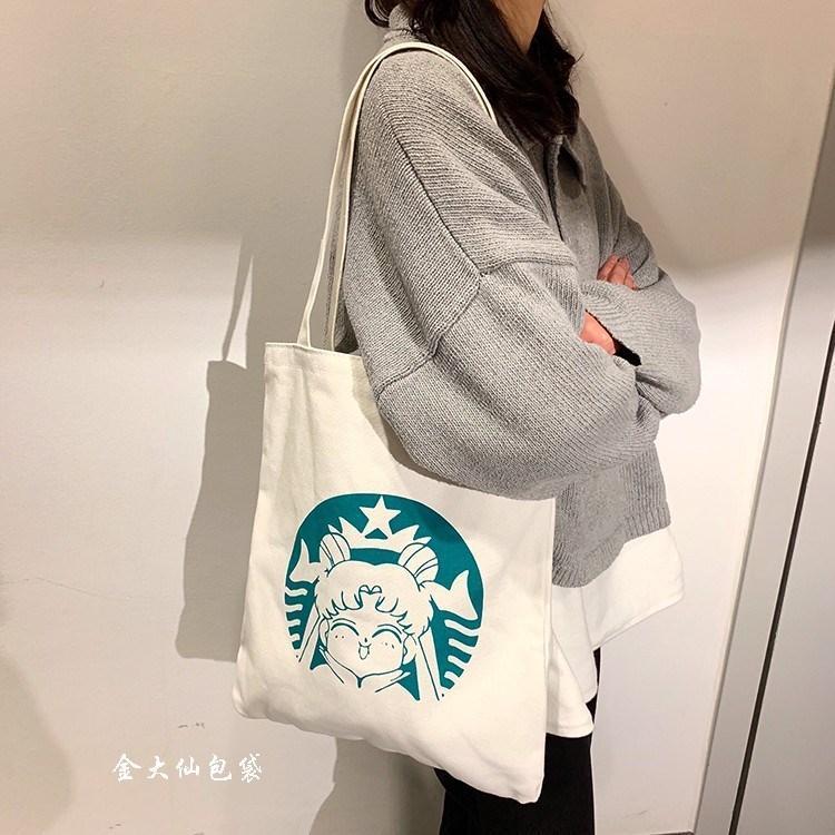富源高温帆布袋斜挎女日系大容量耐高温袋原创小众设计泫雅风手提单肩包工厂直销