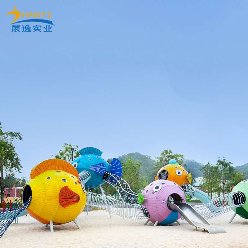 户外不锈钢滑梯非标造型小区景区文旅儿童大型攀爬网组合游乐设备