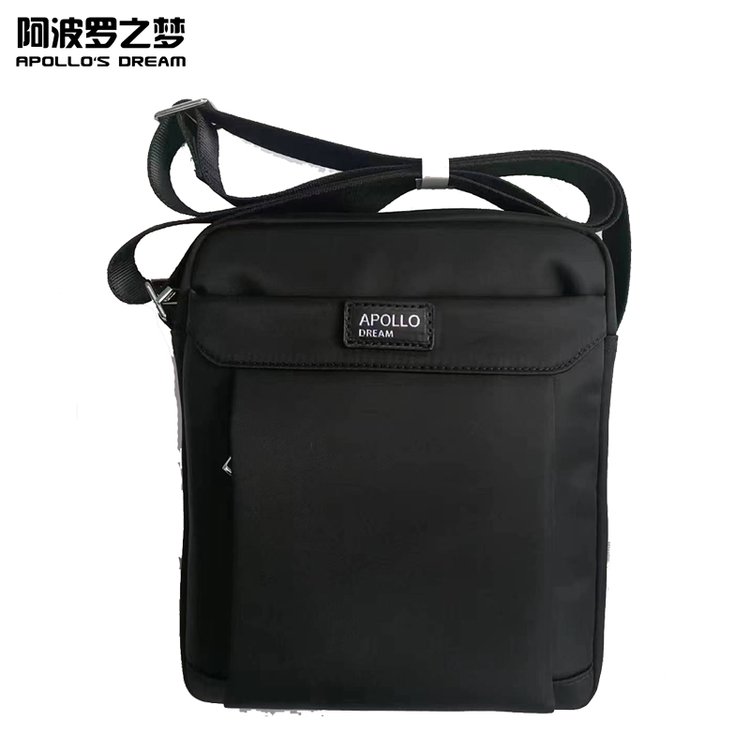 阿波罗之梦男士商务休闲单肩包斜跨小包牛津布小背包黑色防泼水