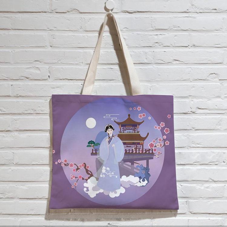 富源戏剧帆布袋轻便简约民族风戏剧花神文艺古典时尚女手提单肩包工厂直销