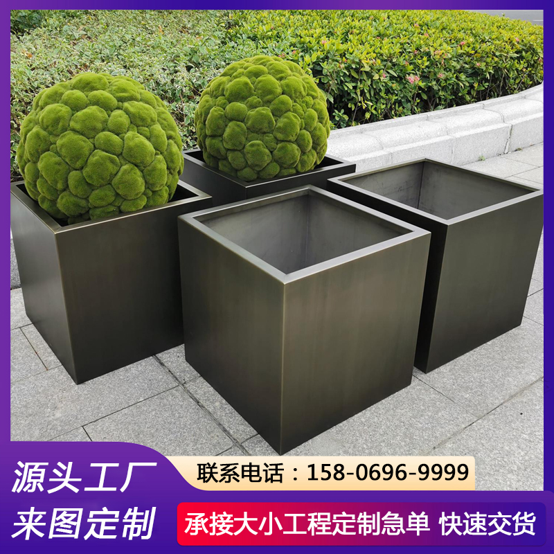 四季园林花箱 商业街外摆组合花槽 移动种植箱定制