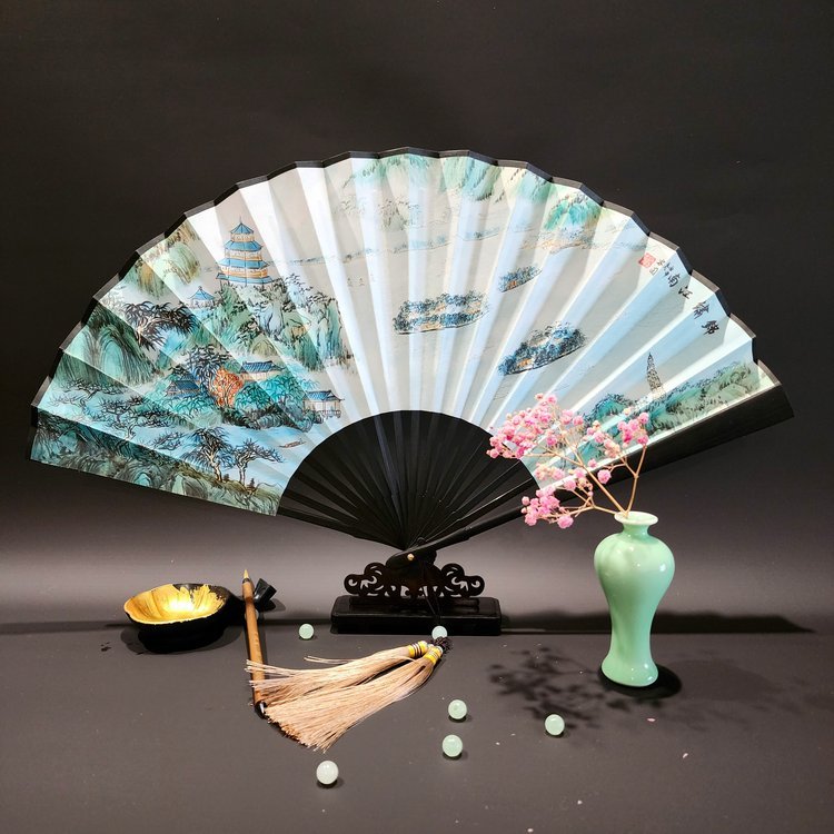 美丽扇子批发锦绣折扇订货礼品纪念品高端品质 半手工半机械制作