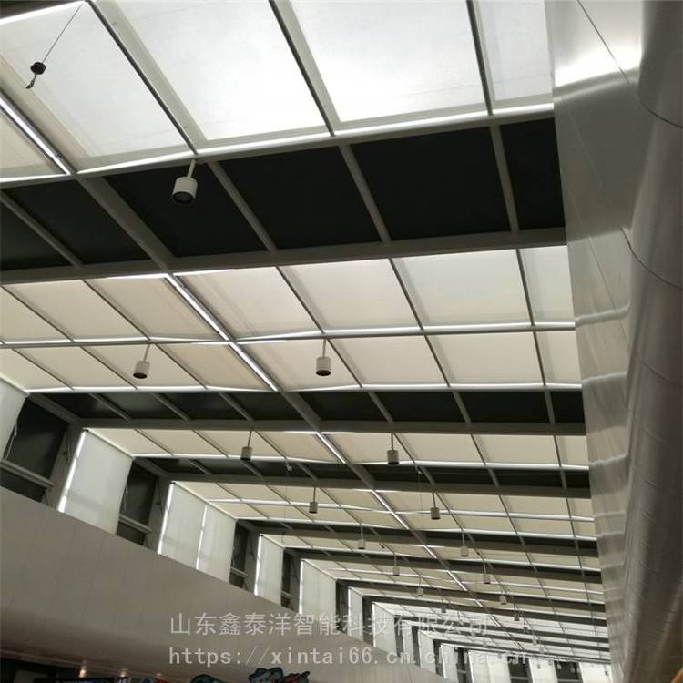 采光顶遮阳帘 商场电动天棚帘 防晒隔热电动窗帘鑫泰洋定制安装