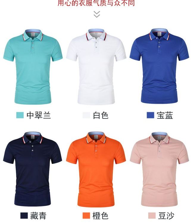 时尚气质百搭185g博拉天丝间色领翻领T恤通勤定制