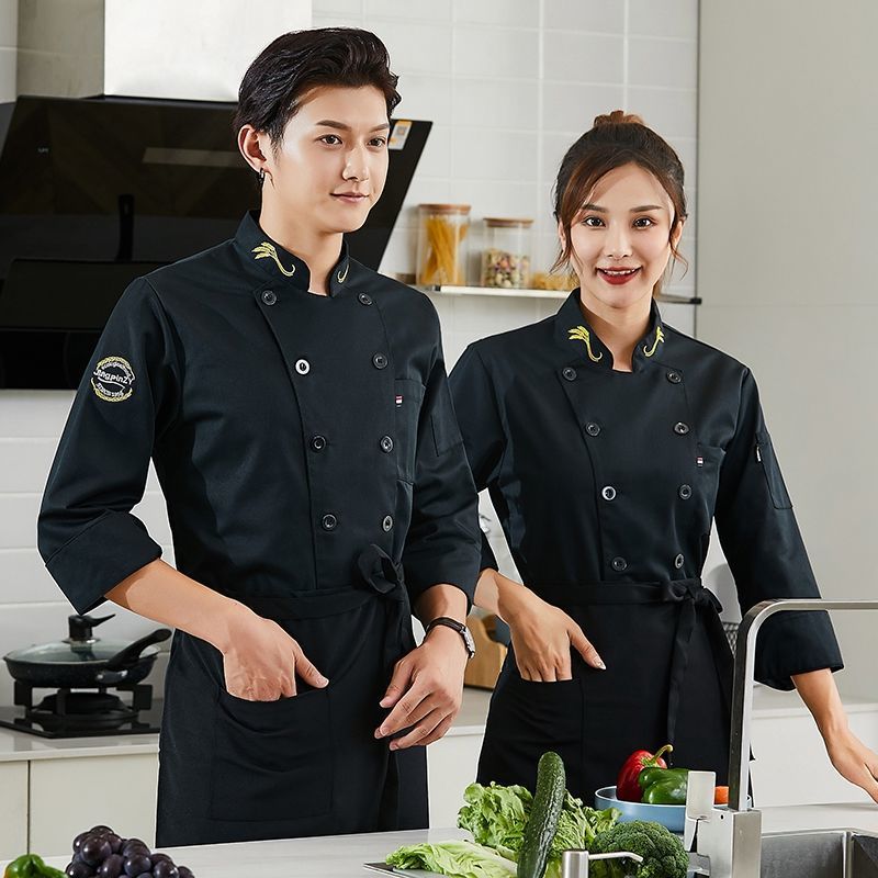 厨房工作服短袖 厨师服长袖春装 男女酒店食堂餐饮后厨套装