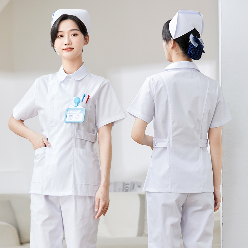 护士服 长袖女医院工作服定制 两件套短袖圆领分体套装医护工服批发