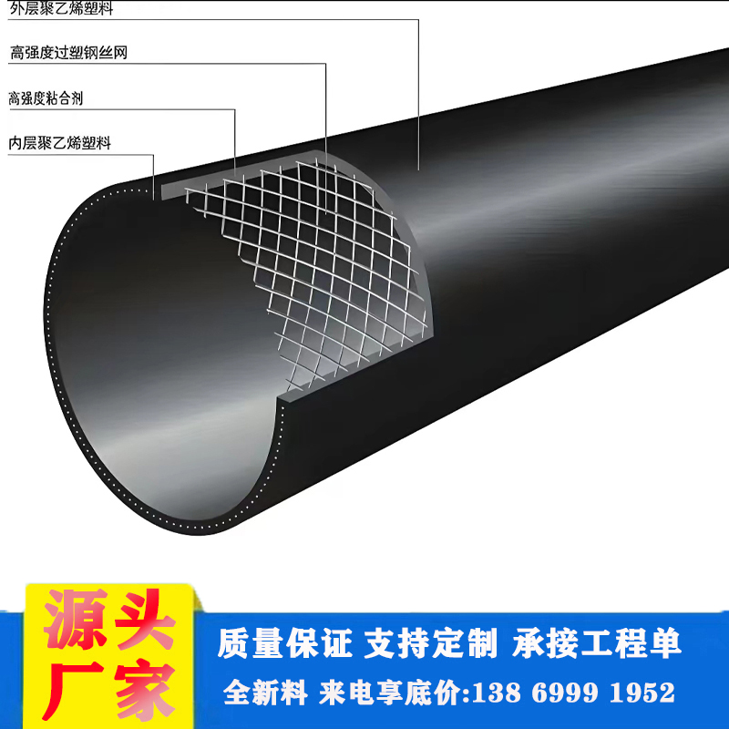 耐腐蚀PE钢丝网骨架复合管 消防输水管 外径50mm~630mm 长度6m厂家