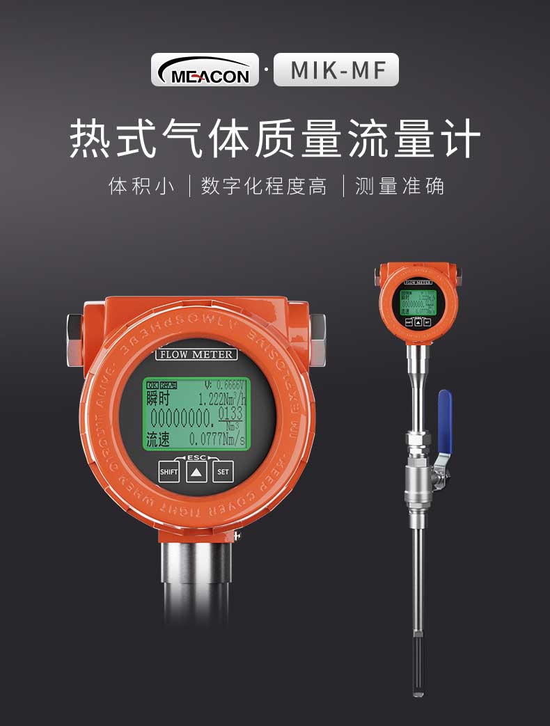 热式气体质量流量计不锈钢压缩空气天微小流量气体流量传感器220V