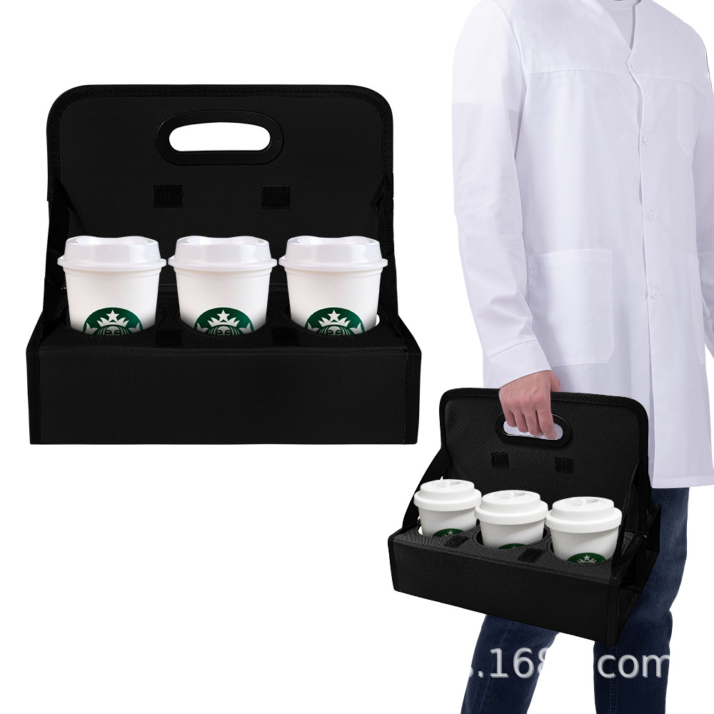 跨境重复使用可折叠咖啡手提外卖袋 隔热杯架Reusable cup holder