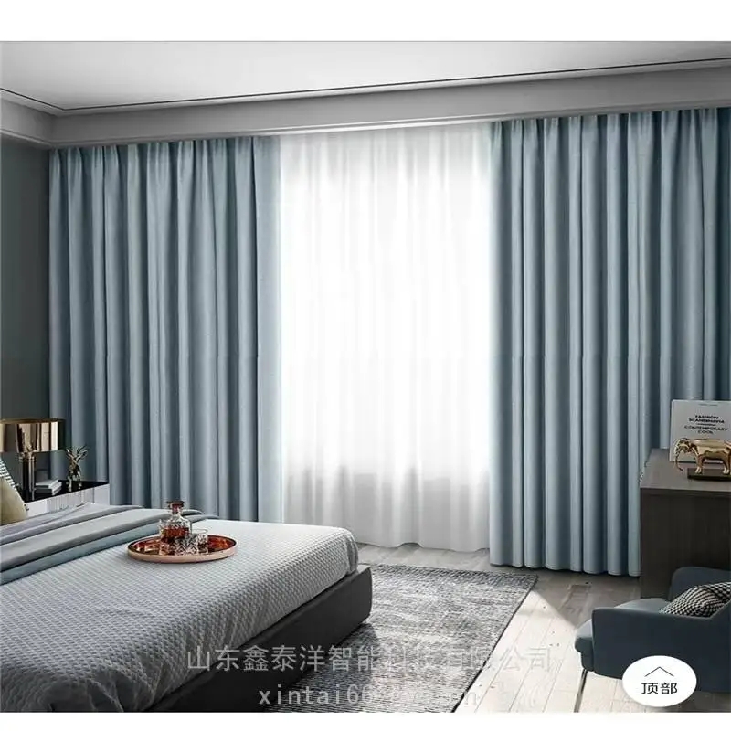 酒店 办公室窗帘 遮阳遮光隔热防晒帘 别墅阳台智能电动布艺开合帘