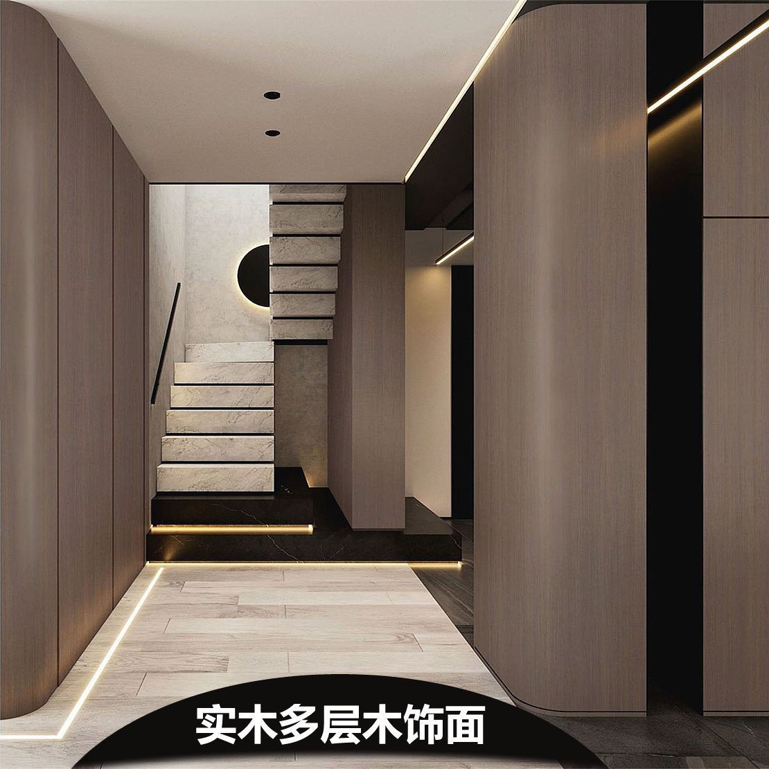 新中式客厅木饰面电视背景护墙板装饰板边框实木卧室 全国测量安装