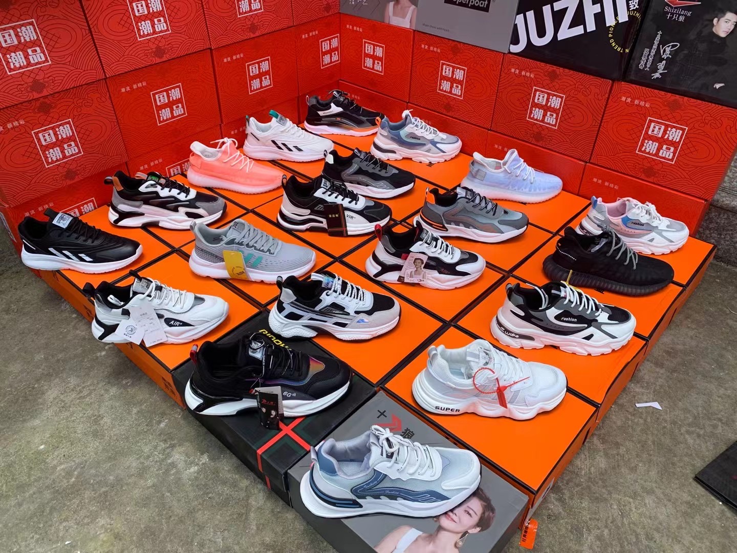 赶集品牌冷粘老爹男鞋批发库存尾货断码鞋批发跑江湖摆地摊运动鞋
