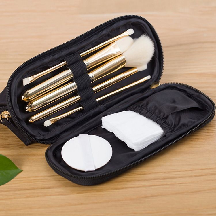 工厂订制两层化妆包 韩版小号黑色便携化妆刷收纳手拿包 分层两用收纳包