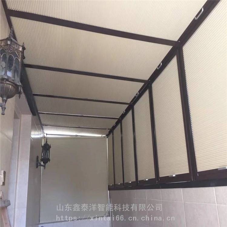 阳光房遮阳蜂巢帘 定做玻璃房顶遮阳帘 电动蜂巢天棚帘 源头工厂