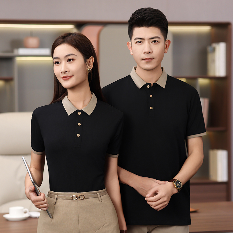 配色彩色Polo衫 夏季工作服 纺织厂服装 性价比仿棉拉架面料厂服T恤