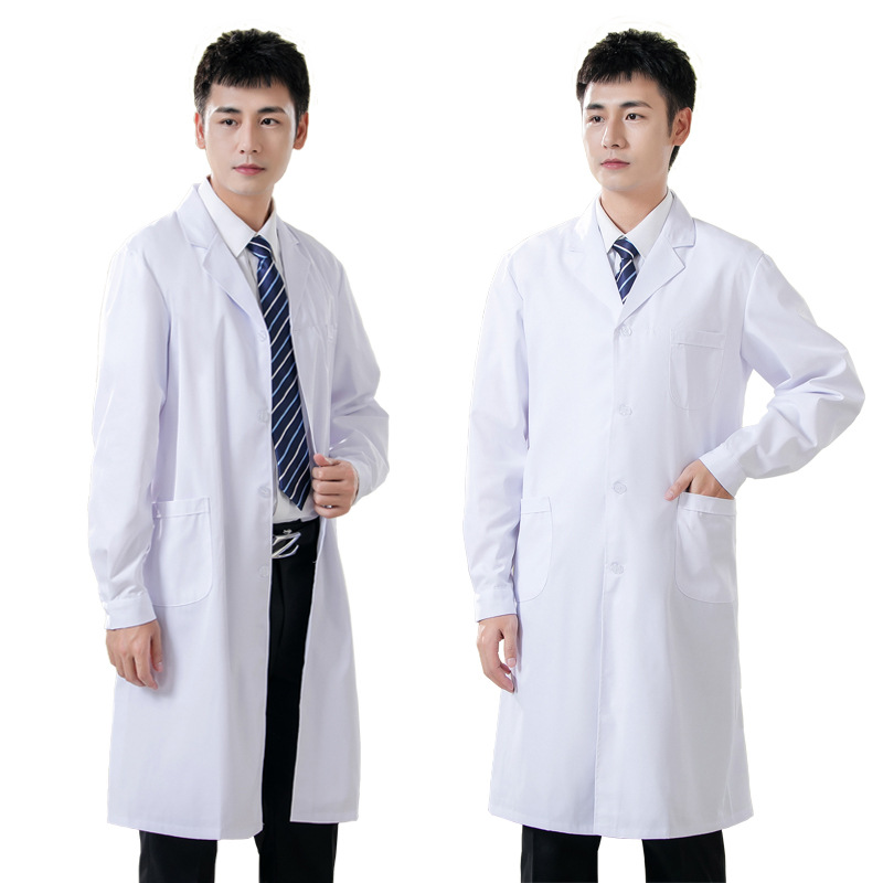 博尔雅长袖白大褂实验室松紧袖口工作厂服医院口腔诊所药店医护服