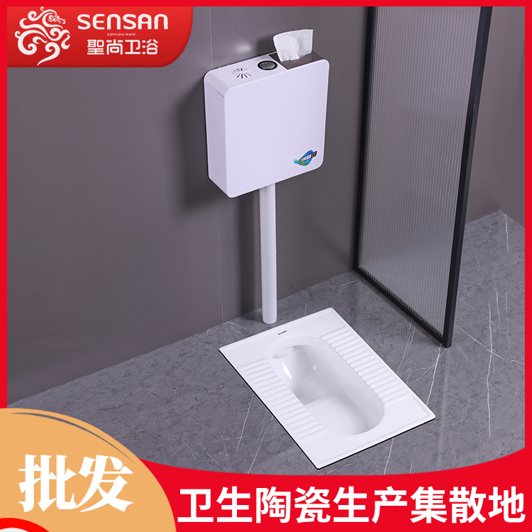 工程蹲便器 带存水弯自动冲水 实体工厂诚信经营 聖尚