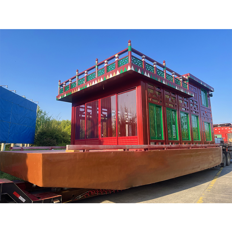 华海牌 电动仿古木船 定制大型景区观光画舫船 双层复古旅游船