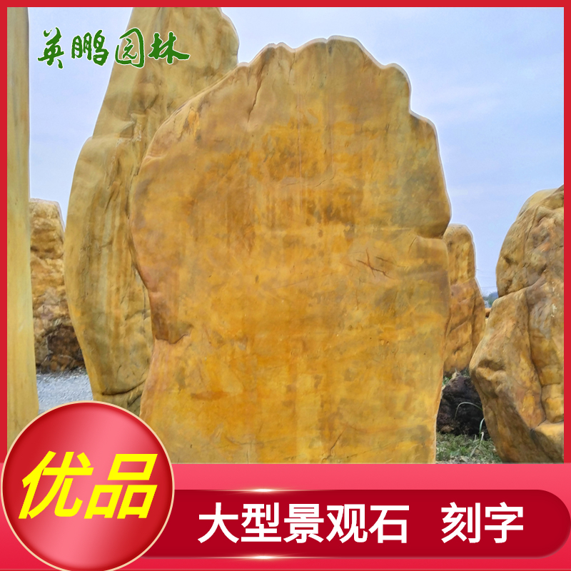 大型景观石刻字黄蜡石 校园刻字石园林黄腊石造景门牌石