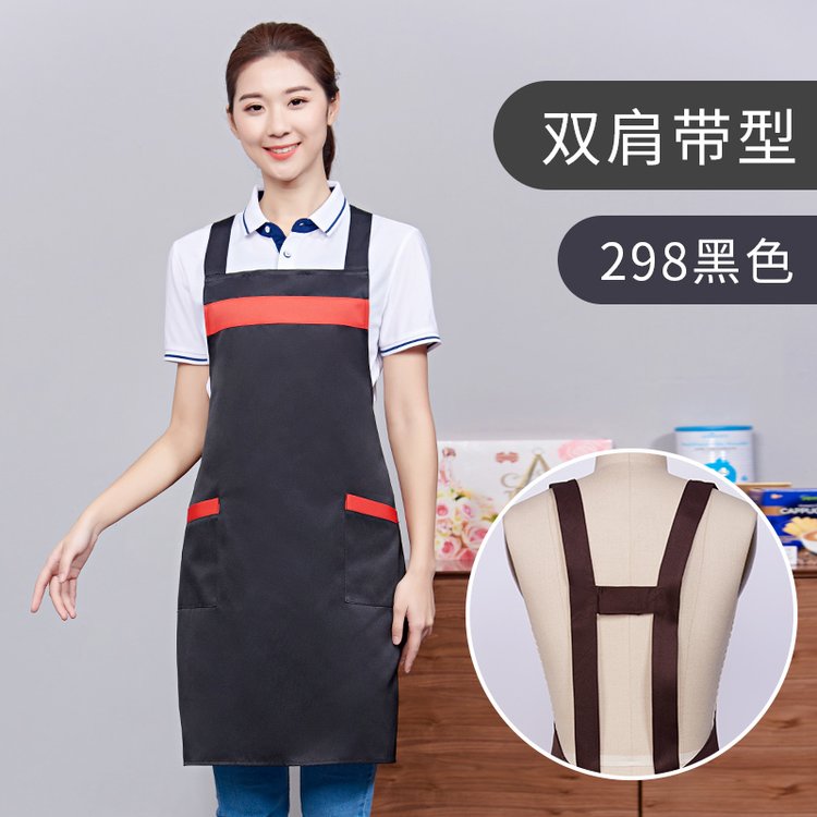 手感好透气性强双肩带工作服务员围裙多种颜色
