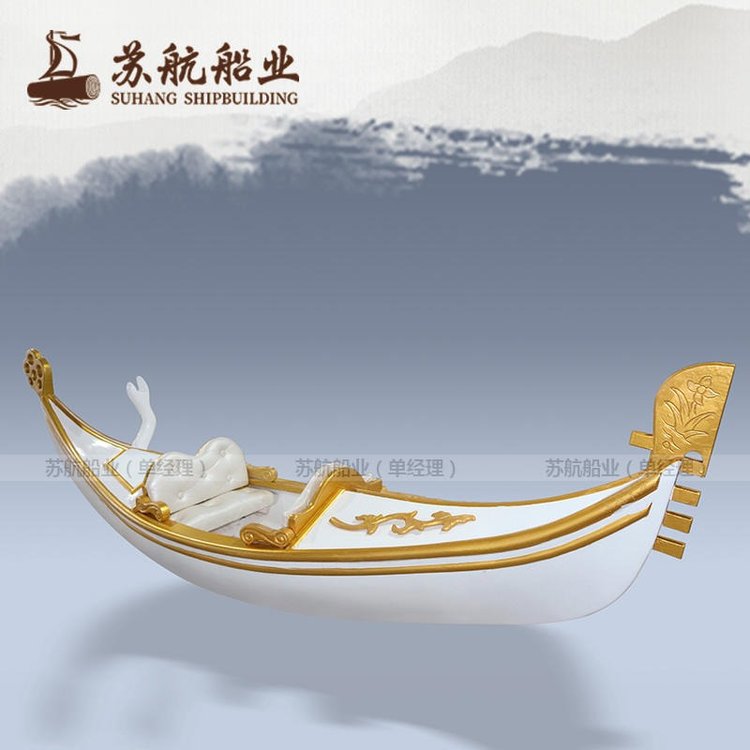 景观装饰木船定制 3米贡多拉船 威尼斯贡多拉道具船苏航牌