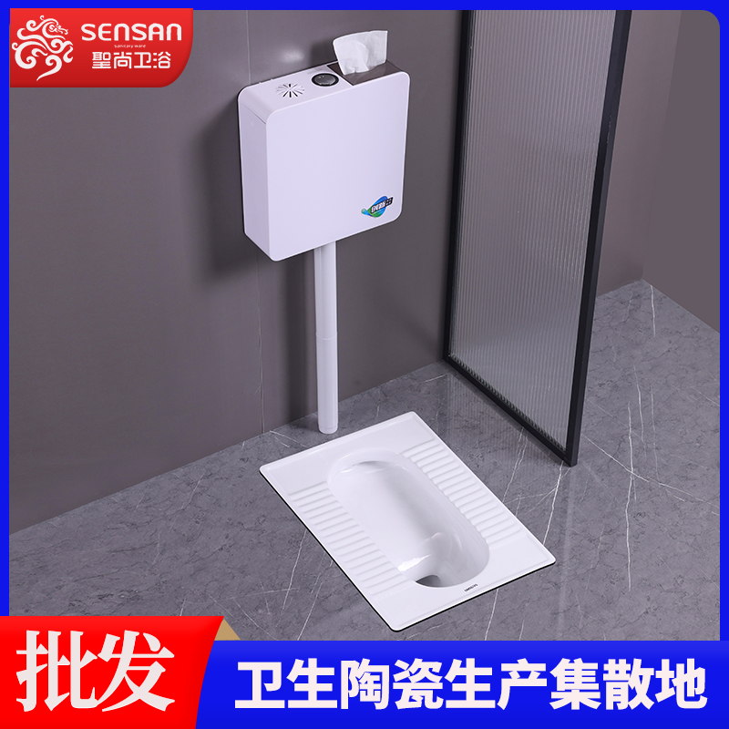 S弯蹲便池 酒店公共卫生间红外感应 工程卫浴生产 多种规格 聖尚