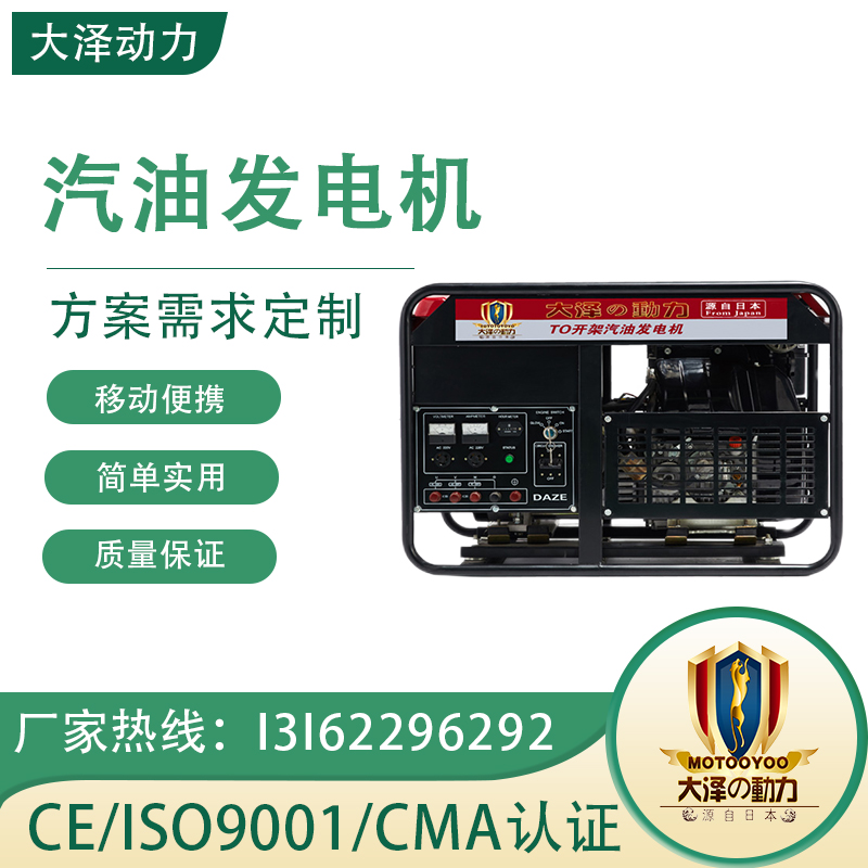 大泽动力10KW汽油发电机 移动便携式户外用三相场地施工 TO11000ET