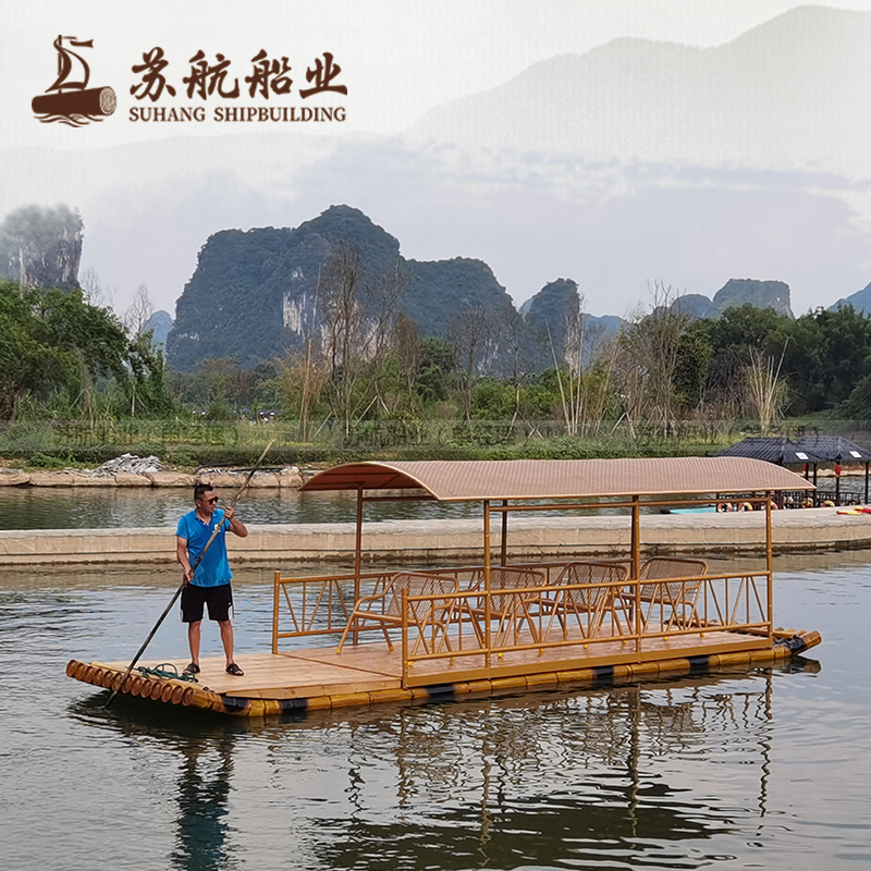 PVC观光竹筏船 景区水上电动游船 仿真排筏机动观光船苏航供应
