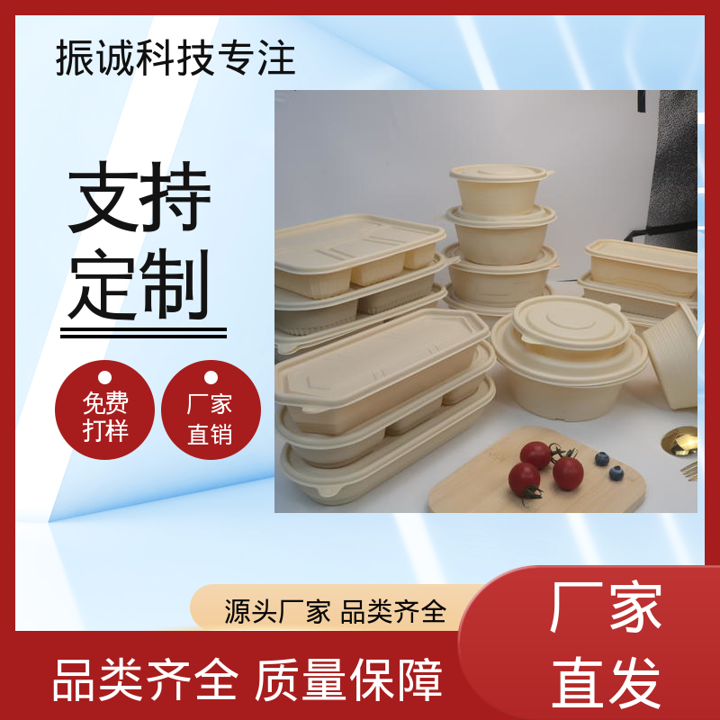 可降解餐盒 儿童带餐便携环保 带盖 一次性分格餐碗 振诚科技