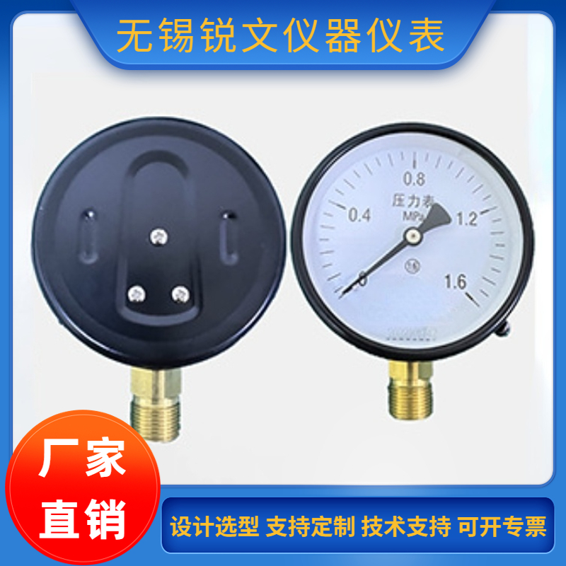 锐文 普通压力表 气压水压 Y-100 0-0.6,1,1.6,2.5,4,6,10,16,25,MPa