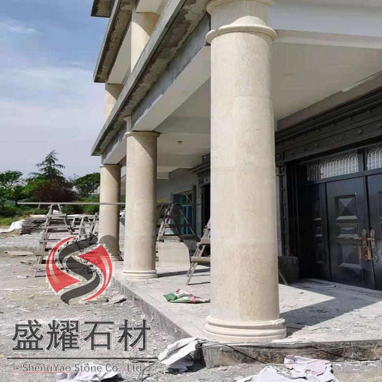 大理石圆柱 天然花岗岩柱子 门口雕花柱加工定制 盛耀石材
